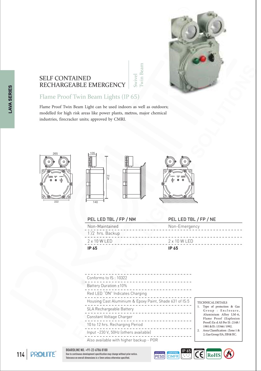 Flame Proof Emergency Light LED TBL FP NM/NE catalog page 2