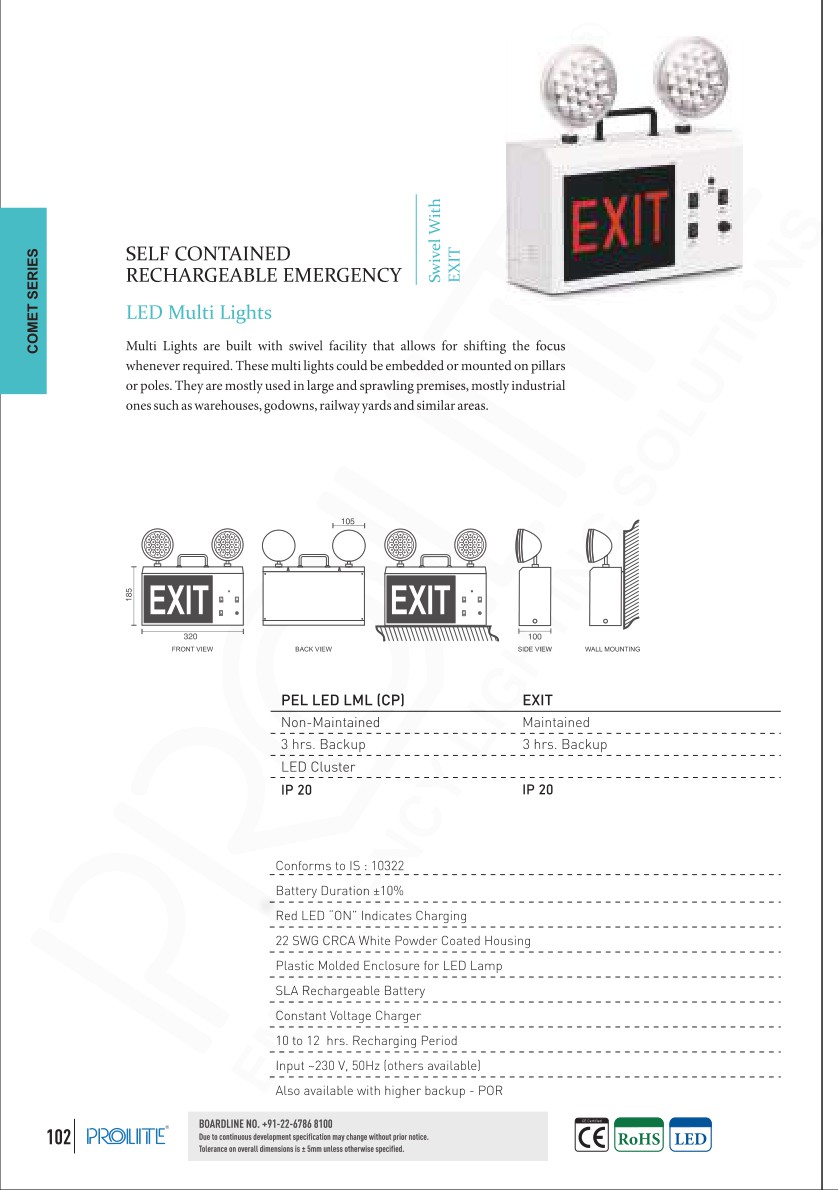 Emergency Twin Beam Light LED LML (CP) EXIT catalog page 1