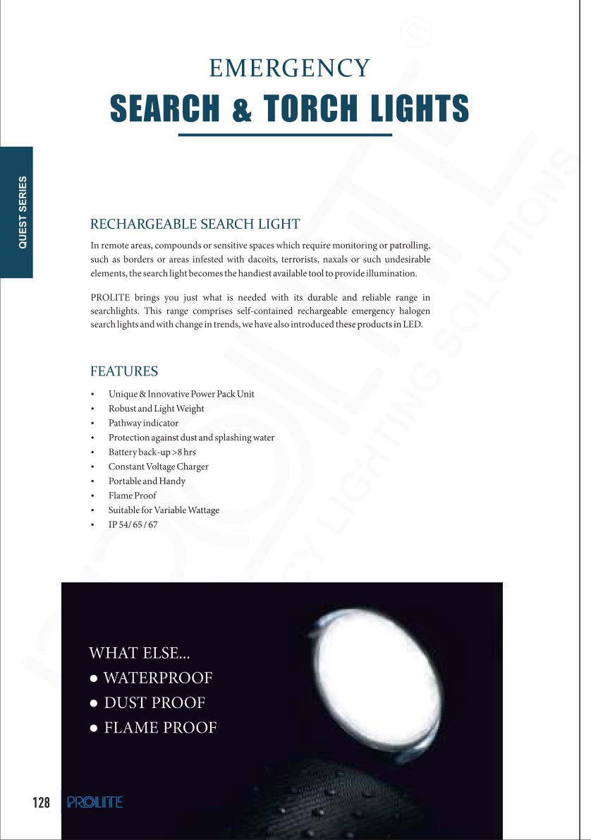 Emergency Hand Held Search Light 150 HSL/HSL WITH STAND catalog page 1