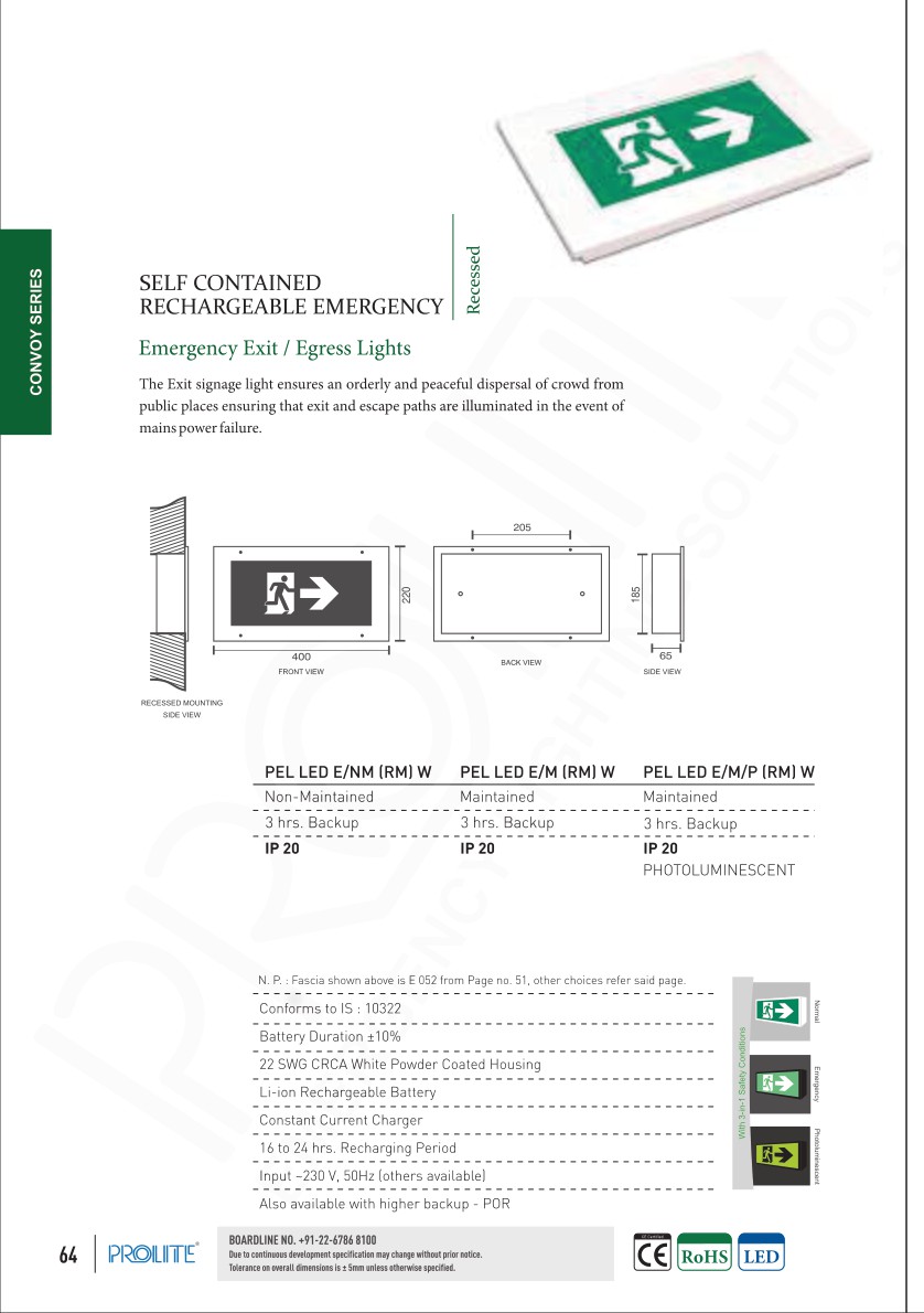 Emergency Exit Light LED E/NM/M/P (RM) W catalog page 4
