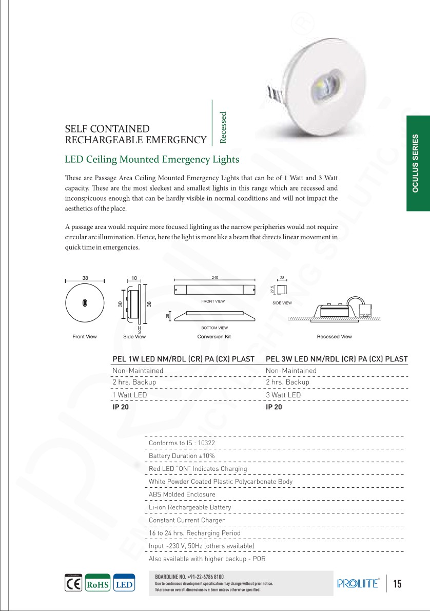 Down Lighter PEL 1W LED NM/RDL (CR) PA (CX) PLAST catalog page 1