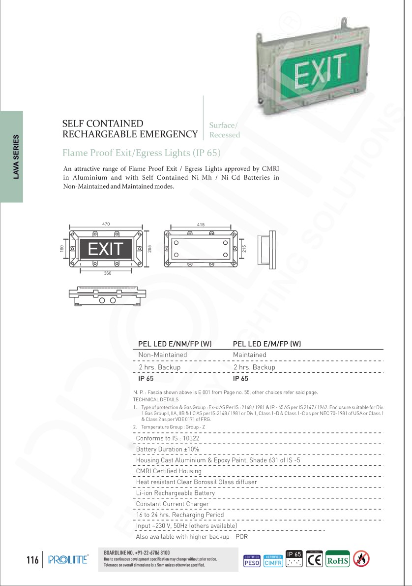 Explosion Proof Exit Light LED M/NM/NE/FP catalog page 2