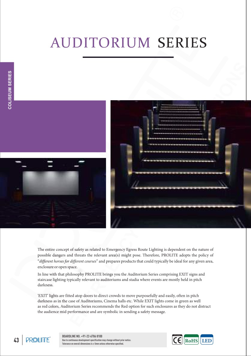 Auditorium Exit Light LED E/NM/A catalog page 1