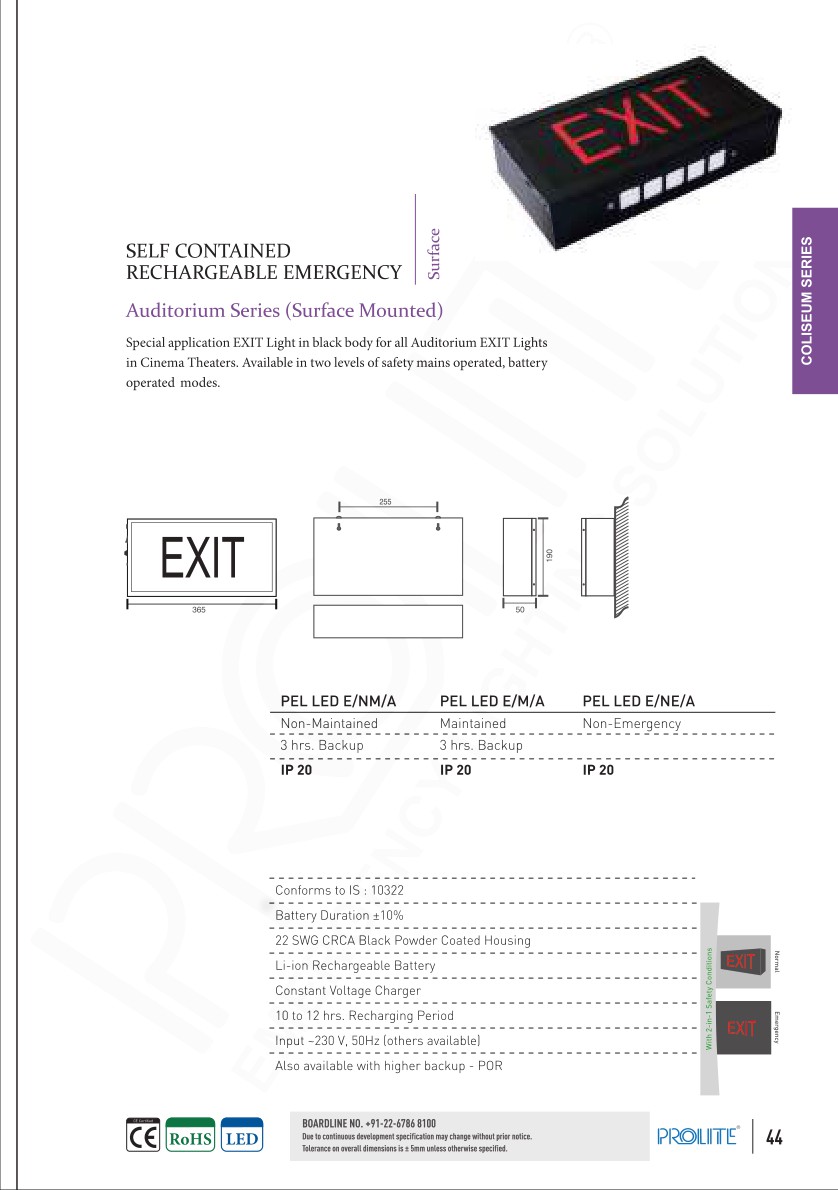 Auditorium Exit Light LED E/NM/A catalog page 2
