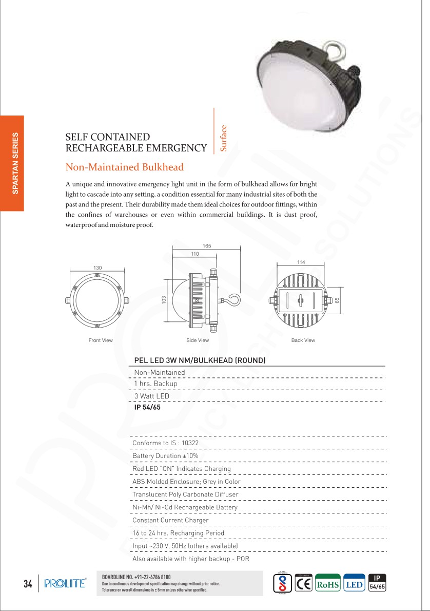 PEL LED 3W NM BULKHEAD ROUND catalog page 1