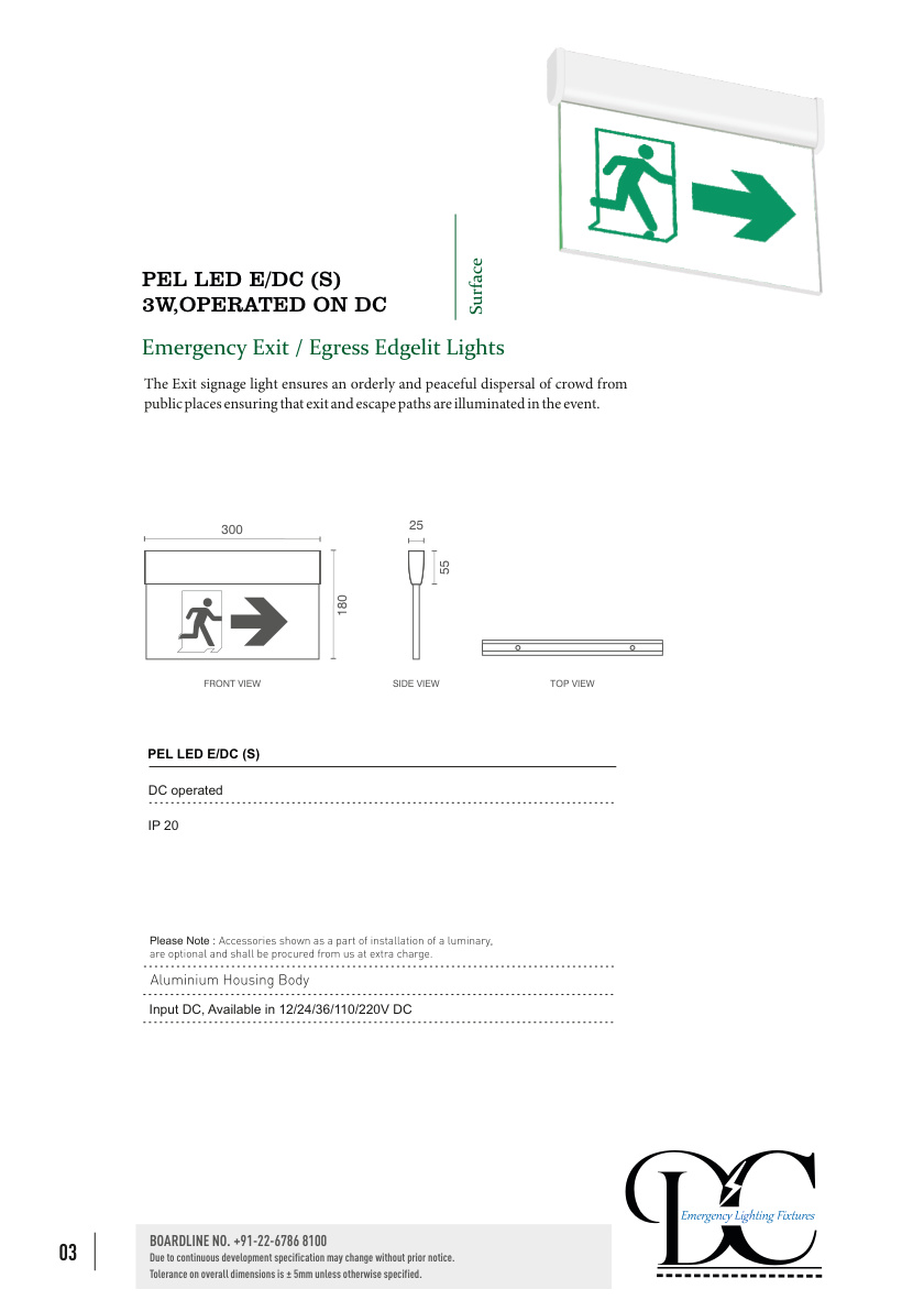 PEL LED E/DC (S) 3W, OPERATED ON DC catalog page 1