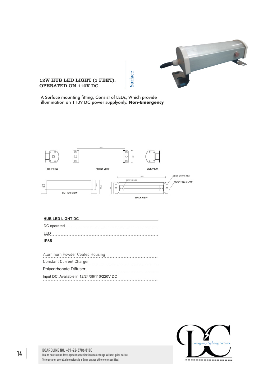 12W HUB LED LIGHT (1 FEET), OPERATED ON 110V DC catalog page 1