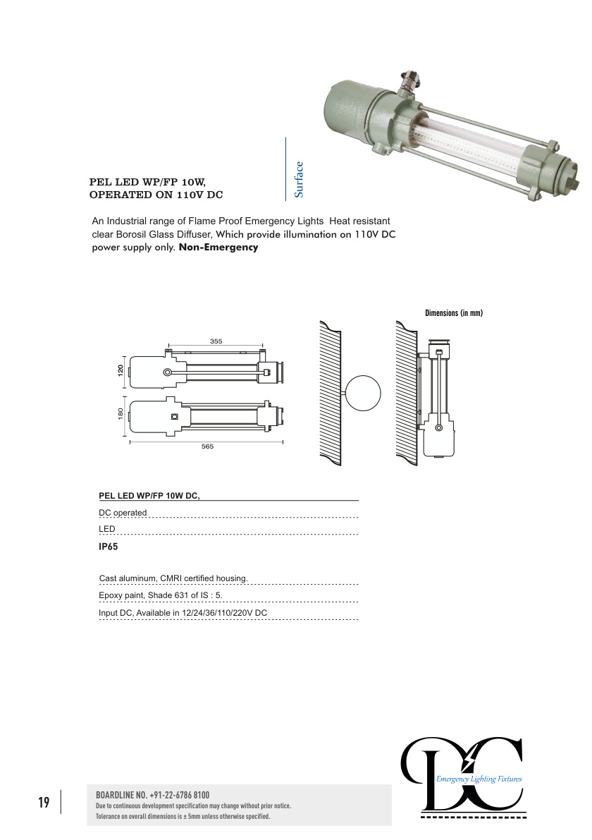 PEL LED WP/FP 10W, OPERATED ON 110V DC catalog page 1